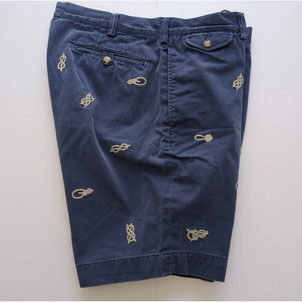 Polo Ralph Lauren Bedford Chino Shorts Mens 36 Classic Fit Navy Embroidered Rope